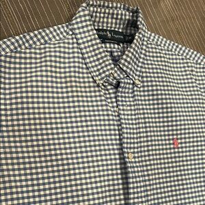 Ralph Lauren Blue & White Gingham Button-Down Shirt